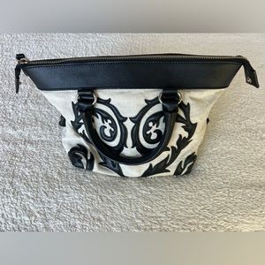 RARE Vintage Christian Lacroix leather and linen handbag